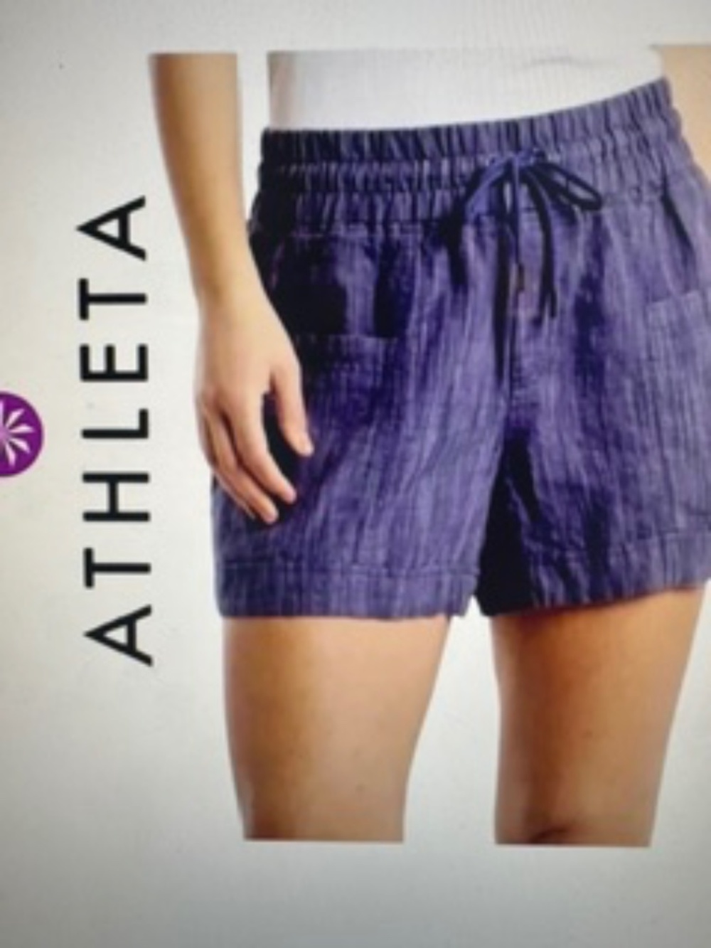 NEW WITH TAGS! Athleta Cabo Linen Textured 4" Pull-On Shorts, $59